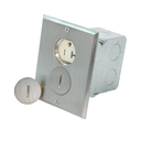 25349-SBA CAJA DE PISO PARA TOMACORRIENTE DOBLE  20 A, 125 V, NEMA 5-15R, 2P, 3W, R HOJA RECTA, USO COMERCIAL, PUESTA A TIERRA AUTOMÁTICA NIQUEL LEVITON