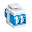 ADAPTADOR LC DÚPLEX QUICKPORT™, CON OBTURADOR, SM, MANGA DE CERÁMICA DE CIRCONIO, AZUL/BLANCO LEVITON