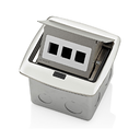 PFQP3-BN CAJA DESPLEGABLE PARA PISO CON INSERTO QUICKPORT DE 3 PUERTOS NIQUEL, LEVITON