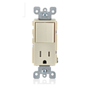INTERRUPTOR DE COMBINACIÓN DE CA UNIPOLAR/5-15R DECORA, USO COMERCIAL, CONEXIÓN A TIERRA, CABLEADO LATERAL MARFIL