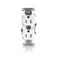 RECEPTACULO DOBLE, TOMACORRIENTE  Heavy-Duty INDUSTRIAL ,Tamper-Resistant, Smooth Face, 15 Amp, 125 Volt, Back or Side Wire, NEMA 5-15R, 2-Pole, 3-Wire, Self-Grounding WHITE