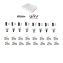 KIT COMBO IP, 8 CAMARAS IP BALA 2 MP CON AUDIO, Y 8 CAMARAS IP DOMO CON AUDIO  NVR DE 16 CH, CABLE UTP SIN DISCO